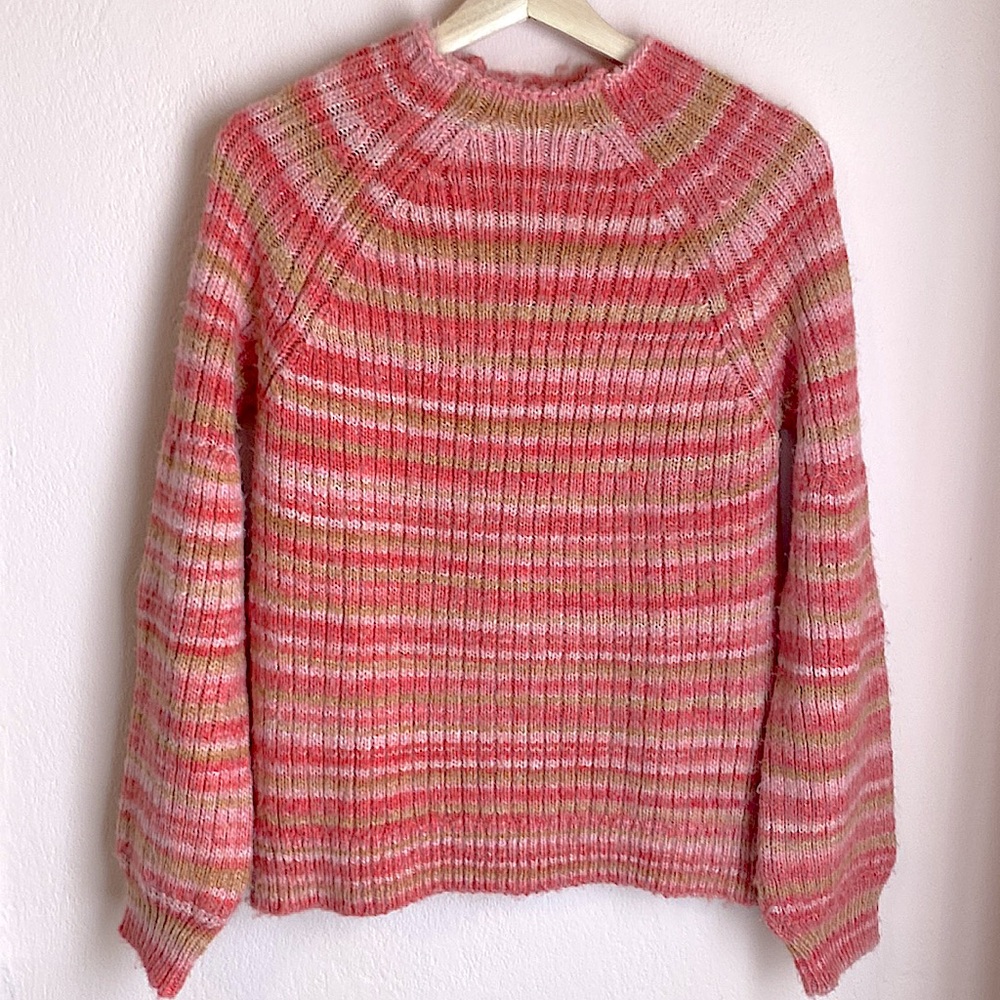 Anthropologie T.La Drea pink tan Space-Dyed Sweater, Size Medium - Picture 5 of 12